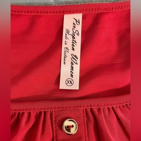 Burnt orange three quarter sleeve plus size top with gold button detail - Picture 4 of 10